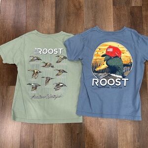 Roost Kids Short Sleeve Tees - Green and Blue
